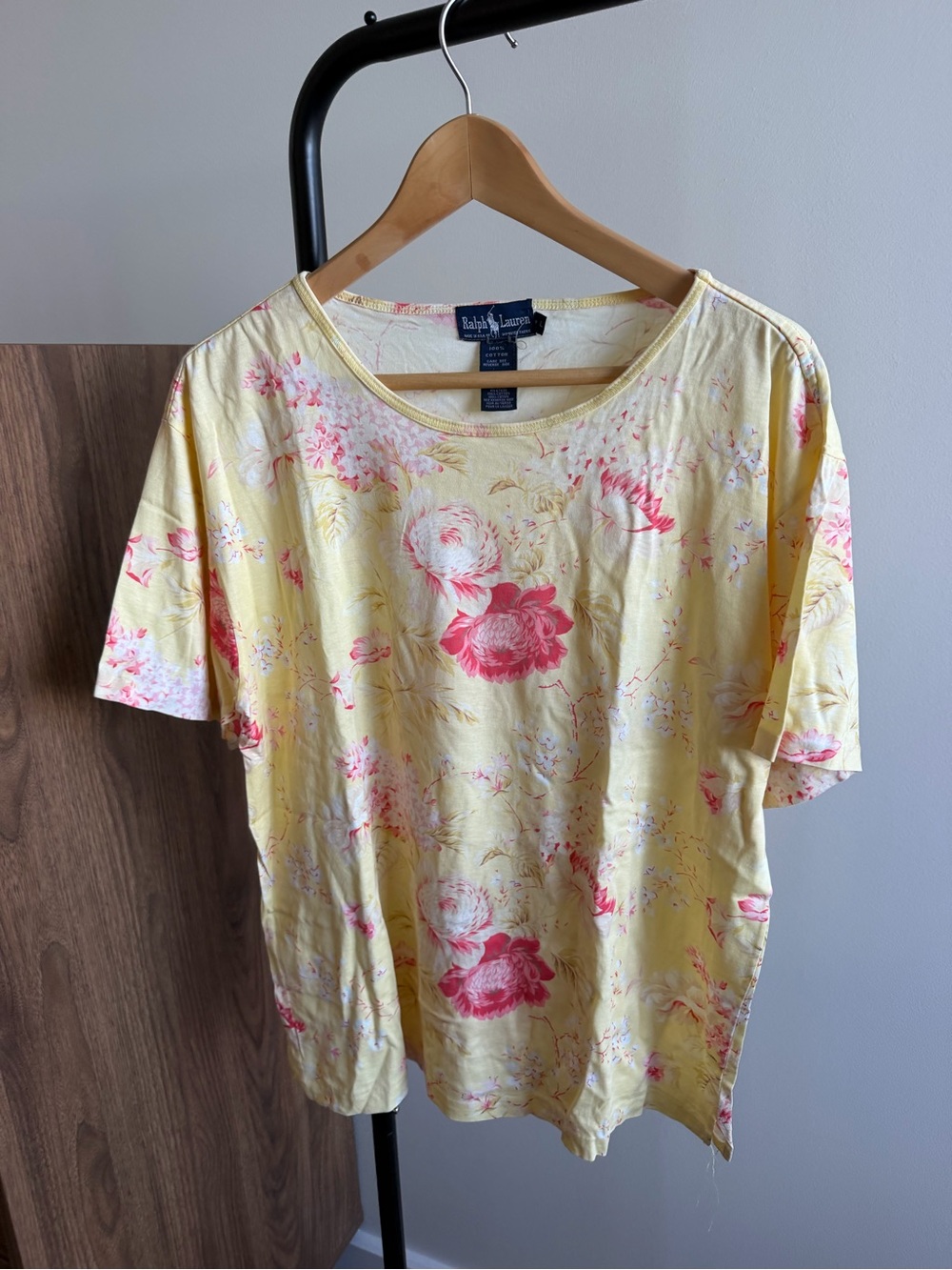 Ralph Lauren Yellow Floral 100% Cotton Short-Sleeve T-Shirt Size L